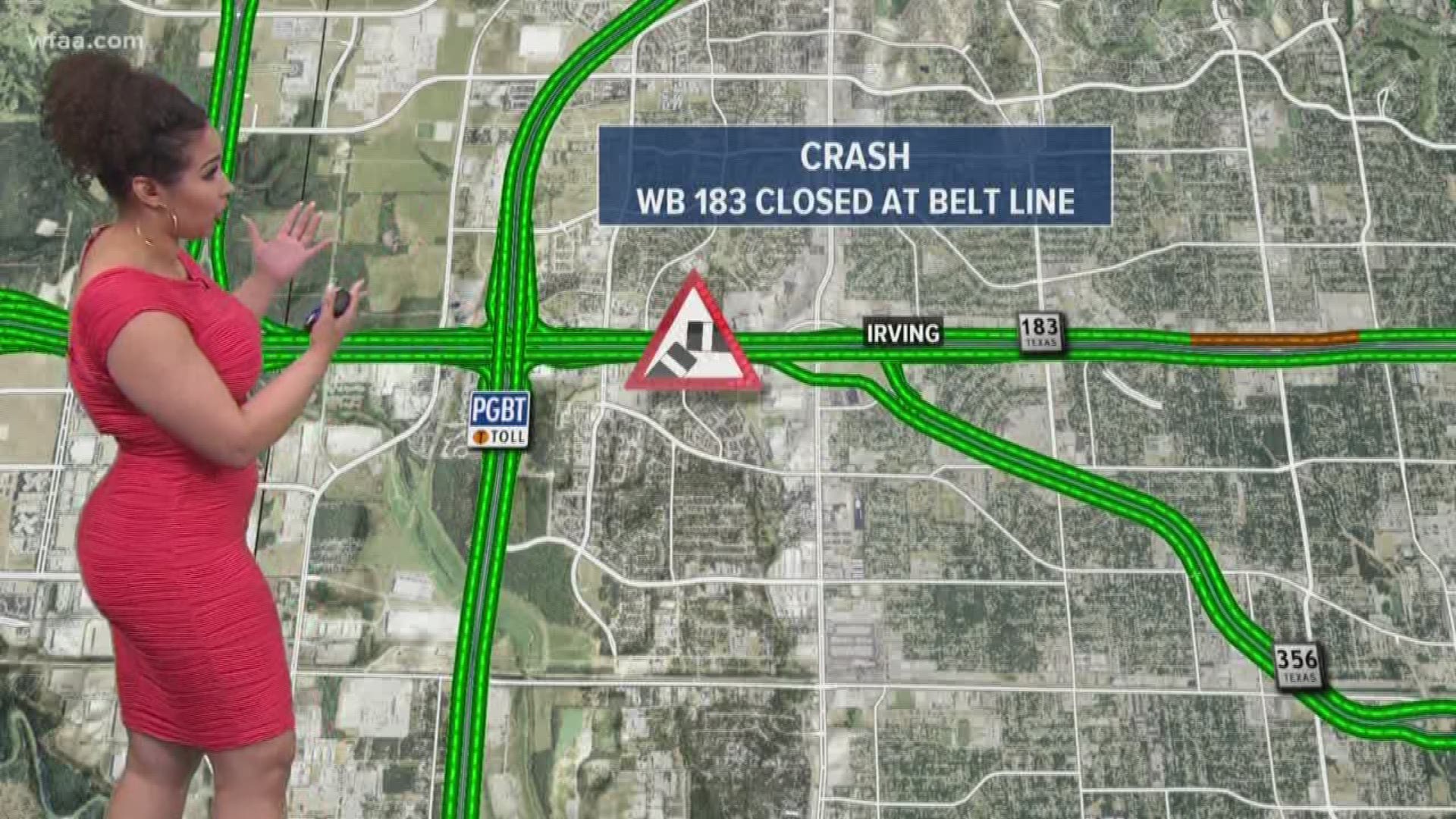 Wrong-way crash closes down WB lanes at Beltine Road