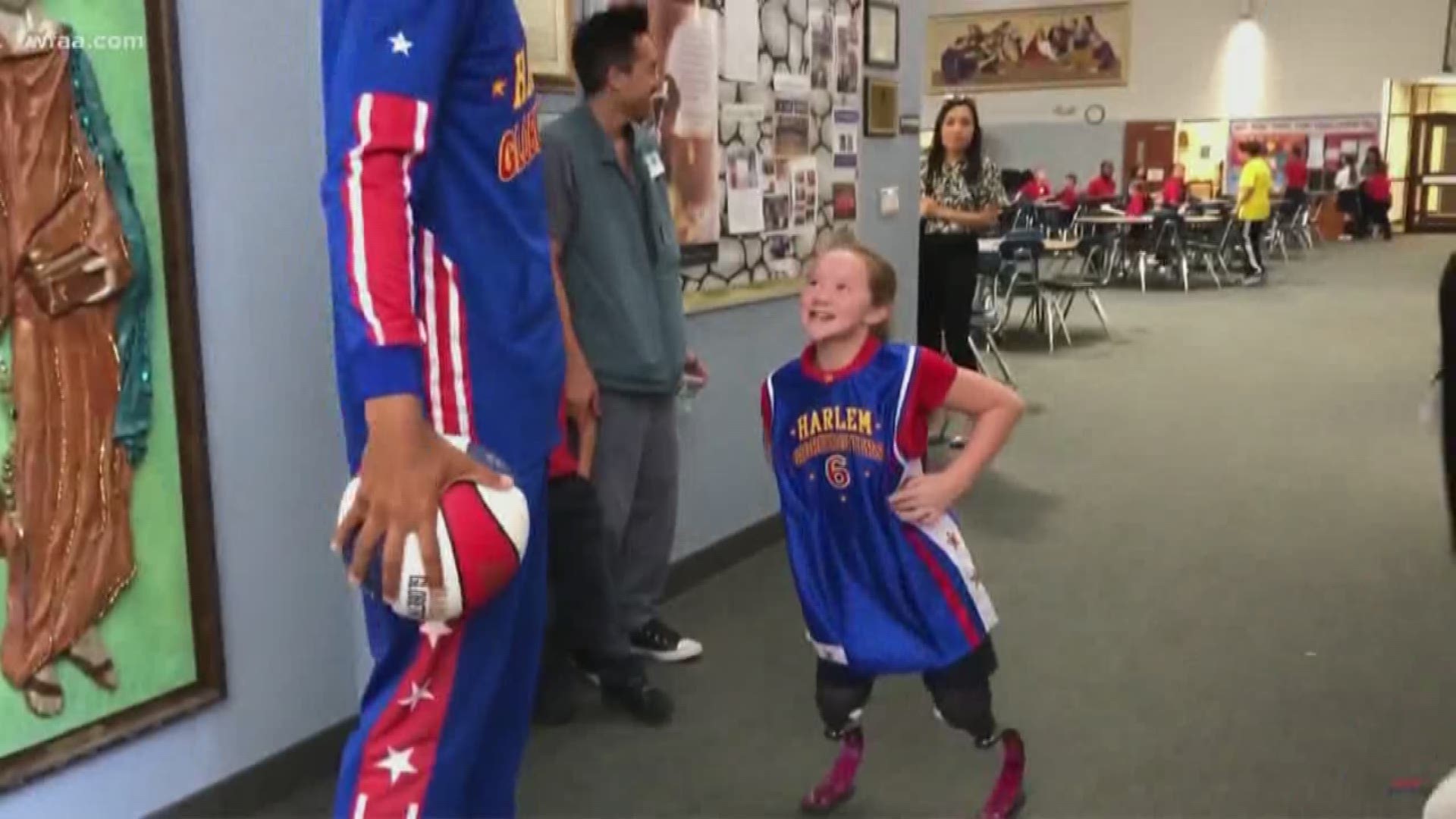 Lily Biagini lost everything, including her prosthetic legs, in the California wildfires a year ago. Joe Trahan has the story of her special reunion with a Harlem Globetrotter a year later.