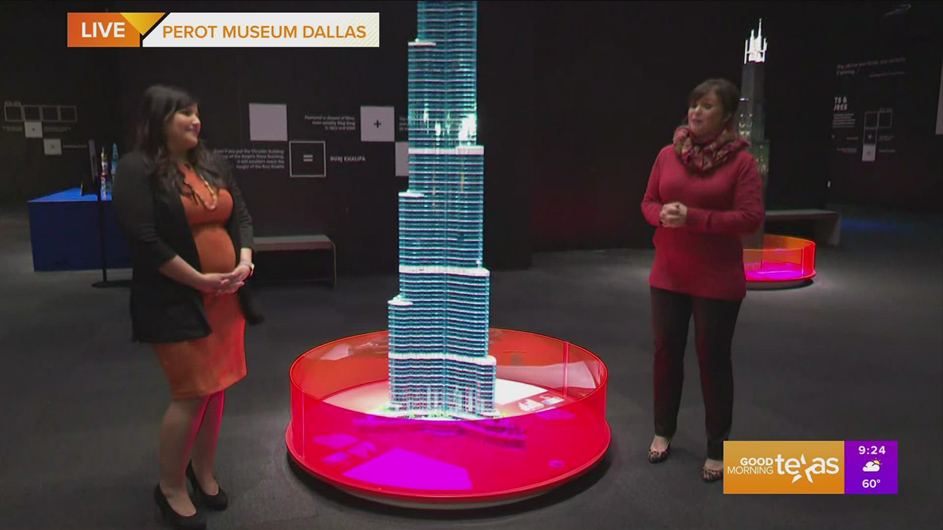 The Perot Museum of Nature and Science’s newest exhibition Towers of Tomorrow with LEGO® Bricks on display through April 2022.