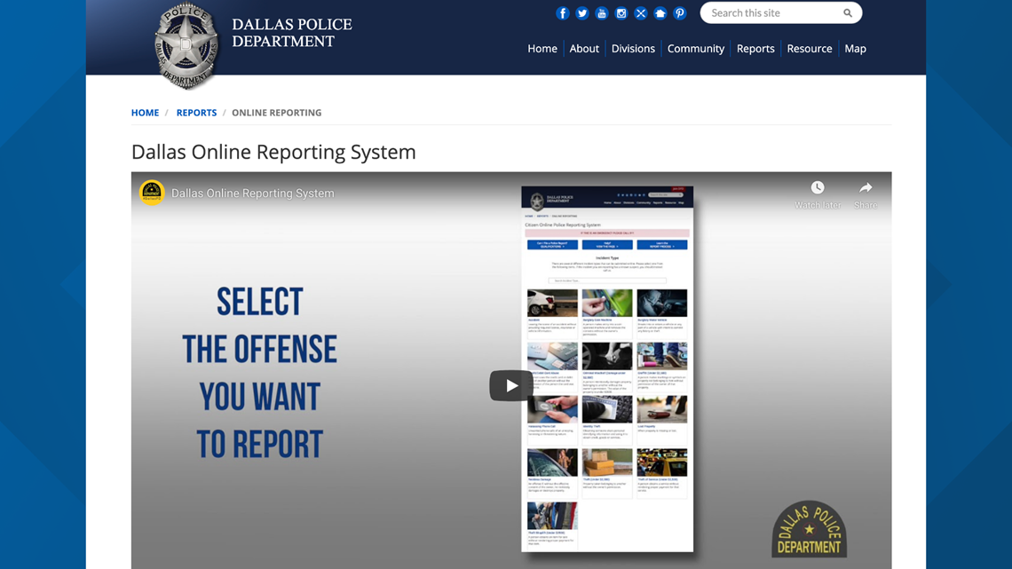 Dallas Police Department’s online reporting system now available in