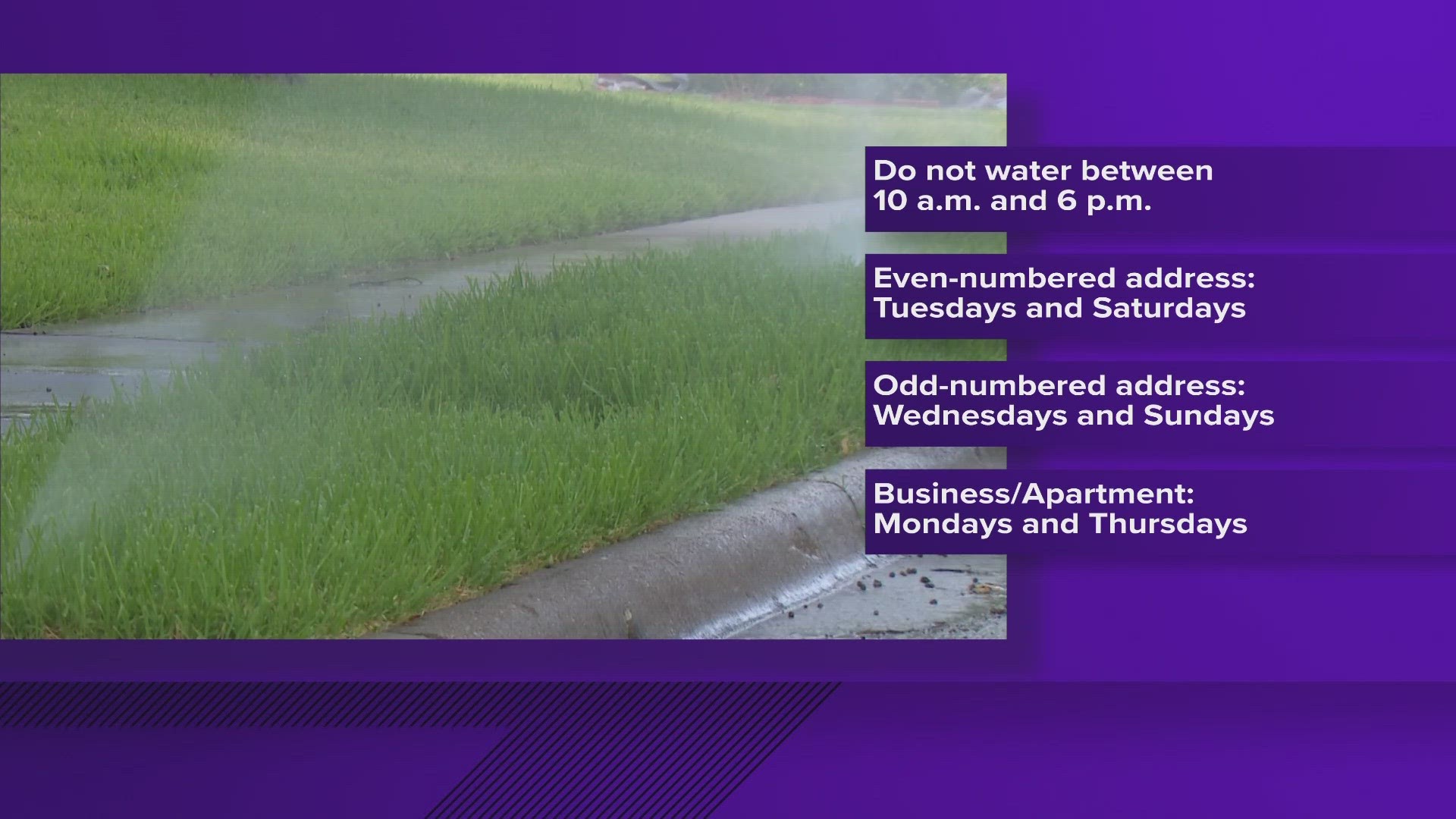 Residents in Lewisville are urged to avoid watering lawns between 10 a.m. and 6 p.m.