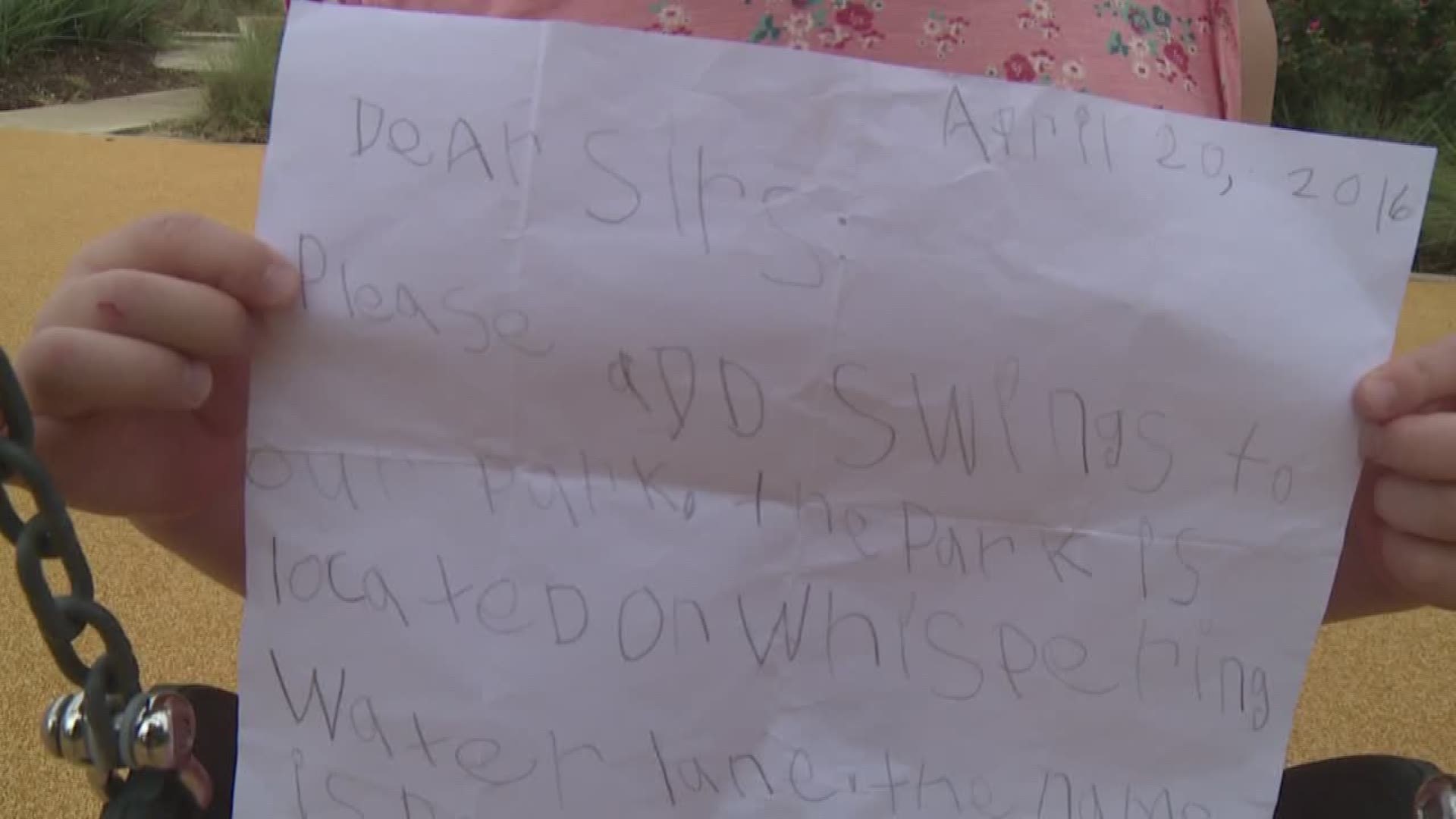 Girl's letter inspires change at park