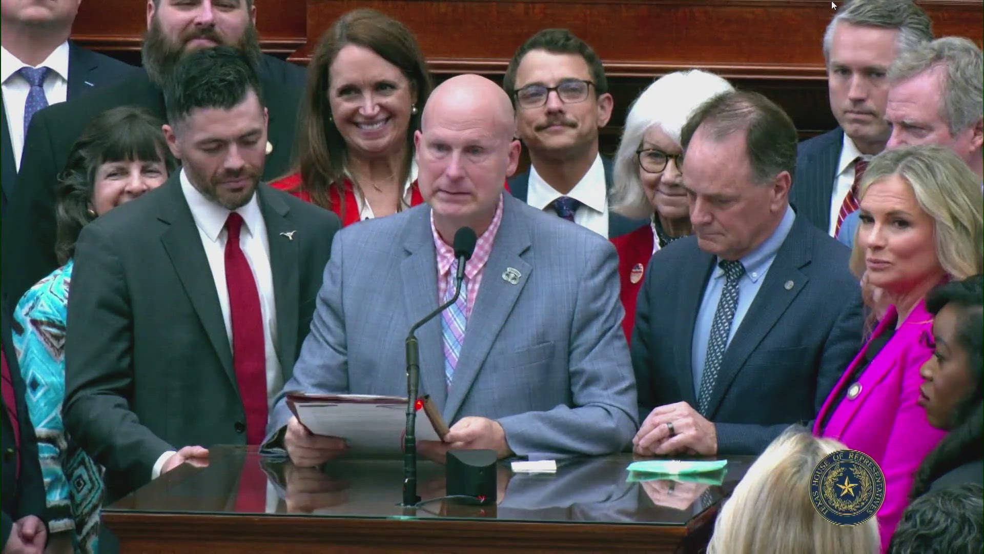 Tinderholt became emotional as he talked about his 32 years representing North Texas.