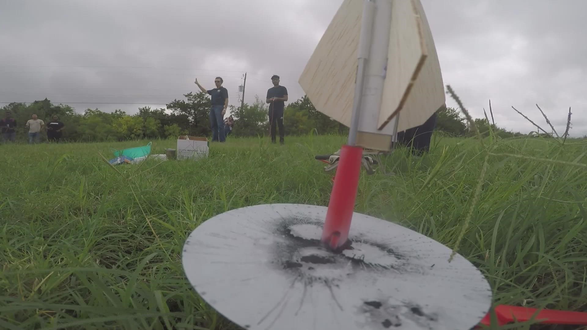 On Friday, the Science, Technology, Engineering and Math – or STEM – program at Dallas College had some of its students build their own rockets to launch.