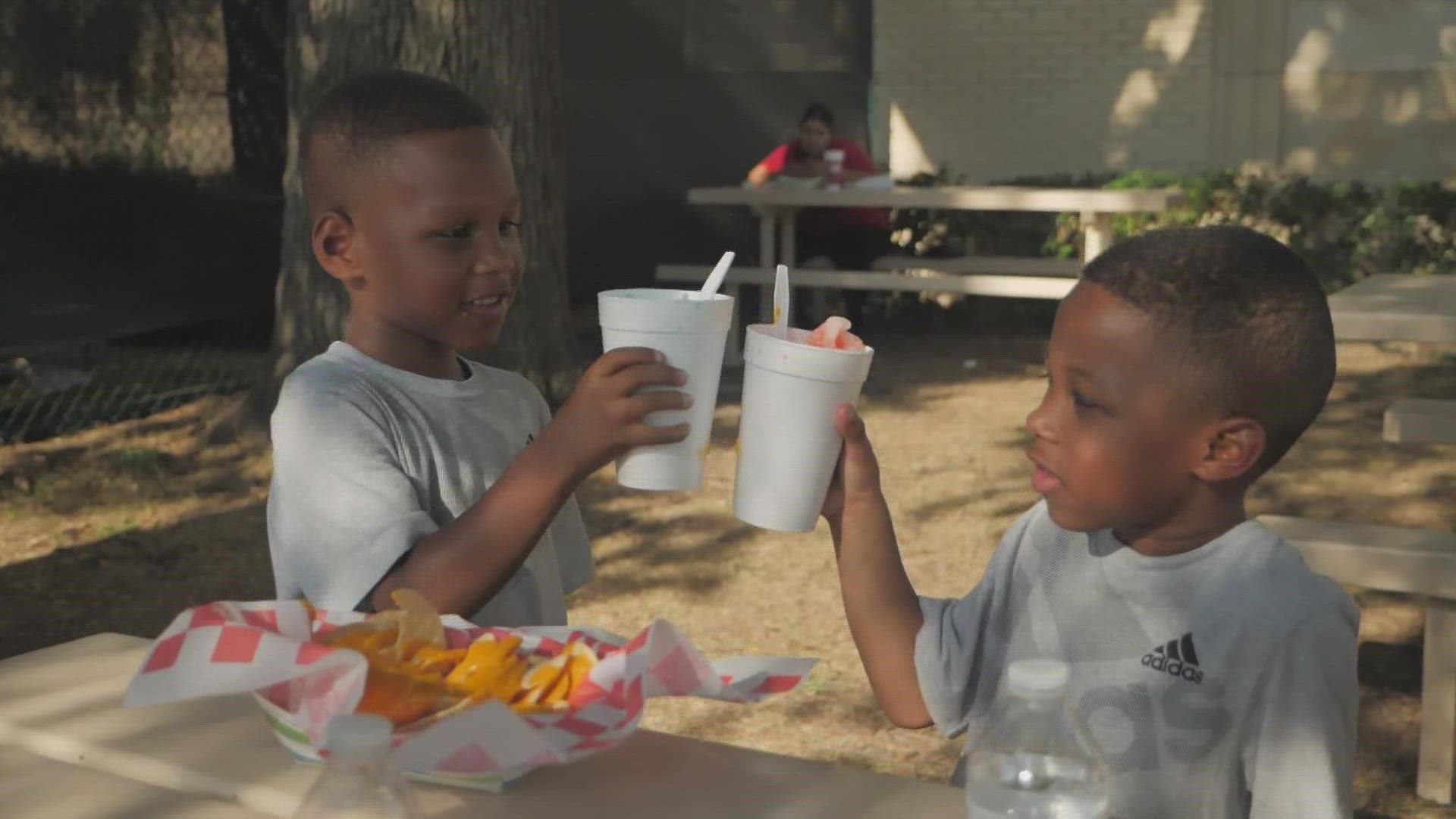 Taurus, 6, and his brother Elijah, 5, spent the day at the State Fair of Texas. They said they hope the next time they go, their parents will bring them.