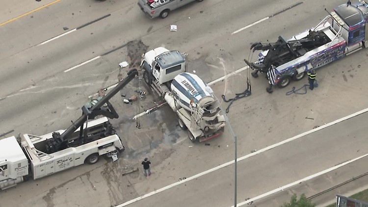 Overturned cement truck causes traffic headaches on I-30 in Dallas