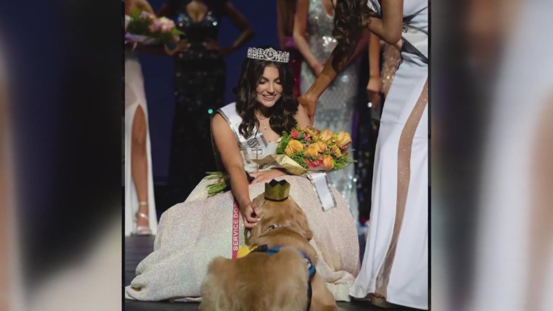 Alison Appleby was crowned Miss Dallas Teen 2022 along with her service dog, Brady.