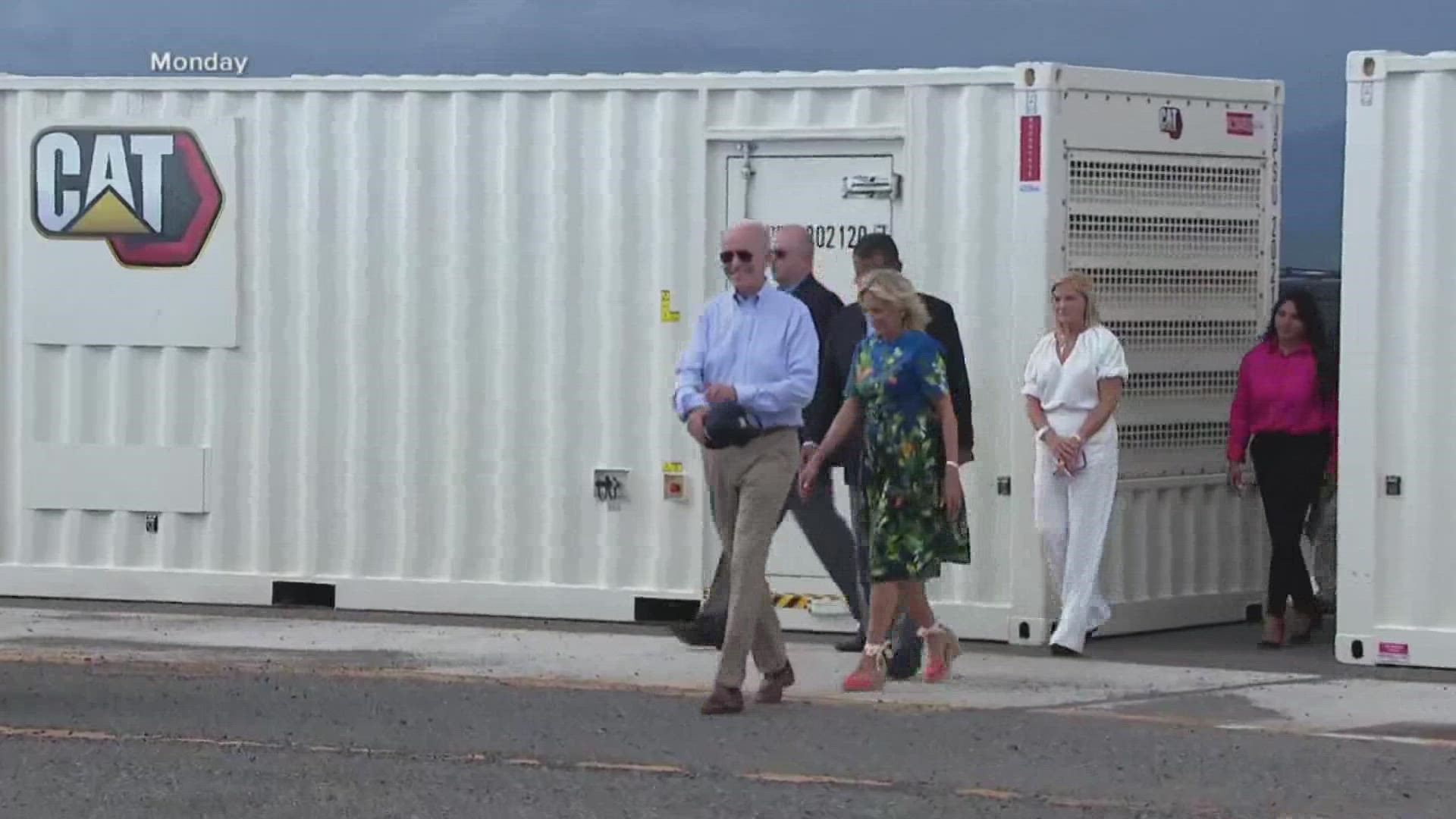 Biden is getting a look on the ground at the devastation left behind by Hurricane Ian.