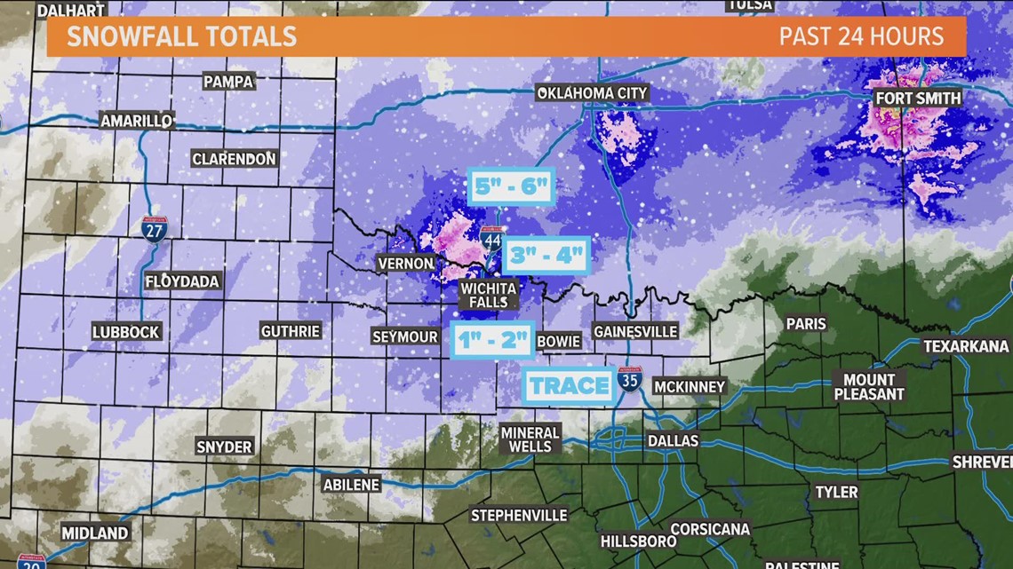 Texas snow Who got the most?