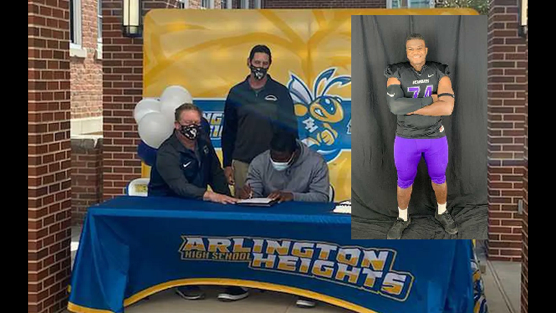 Leslie Adindu, 19, is a senior at Arlington Heights High School in Fort Worth. He signed with Southwest Baptist University Wednesday.