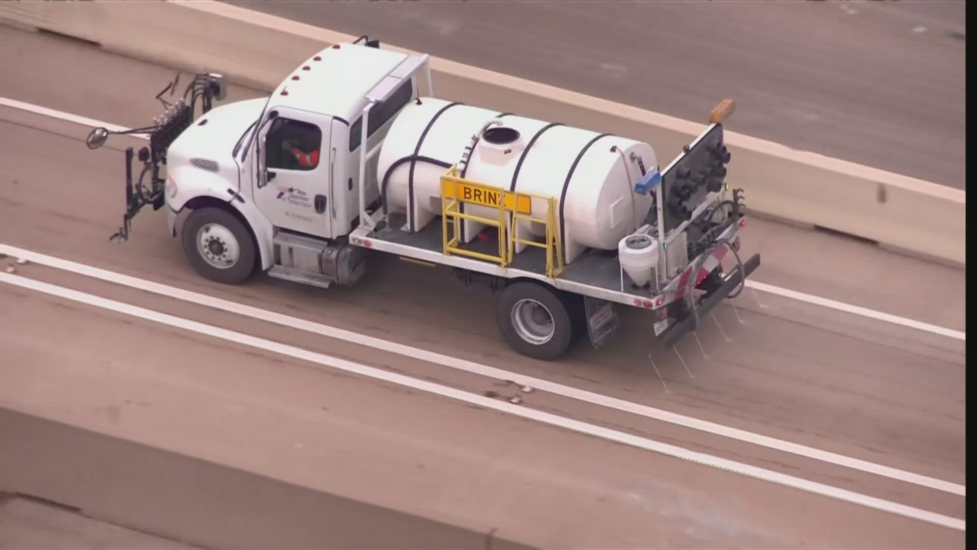 Traffic crews pre-treat major North Texas roads with brine ahead of the Arctic blast.