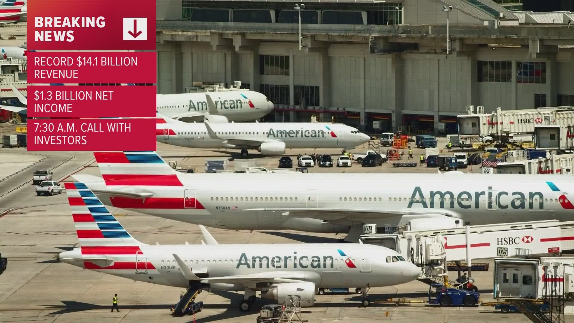 The Texas-based airline reported a quarterly revenue of $14.1 billion and a net income of $.1 billion.