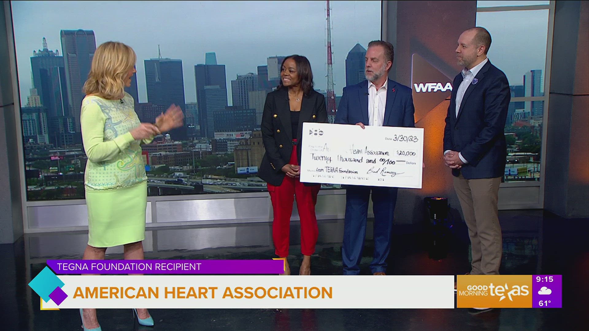 The Tegna Foundation awards the American Heart Association a grant to support their community efforts.