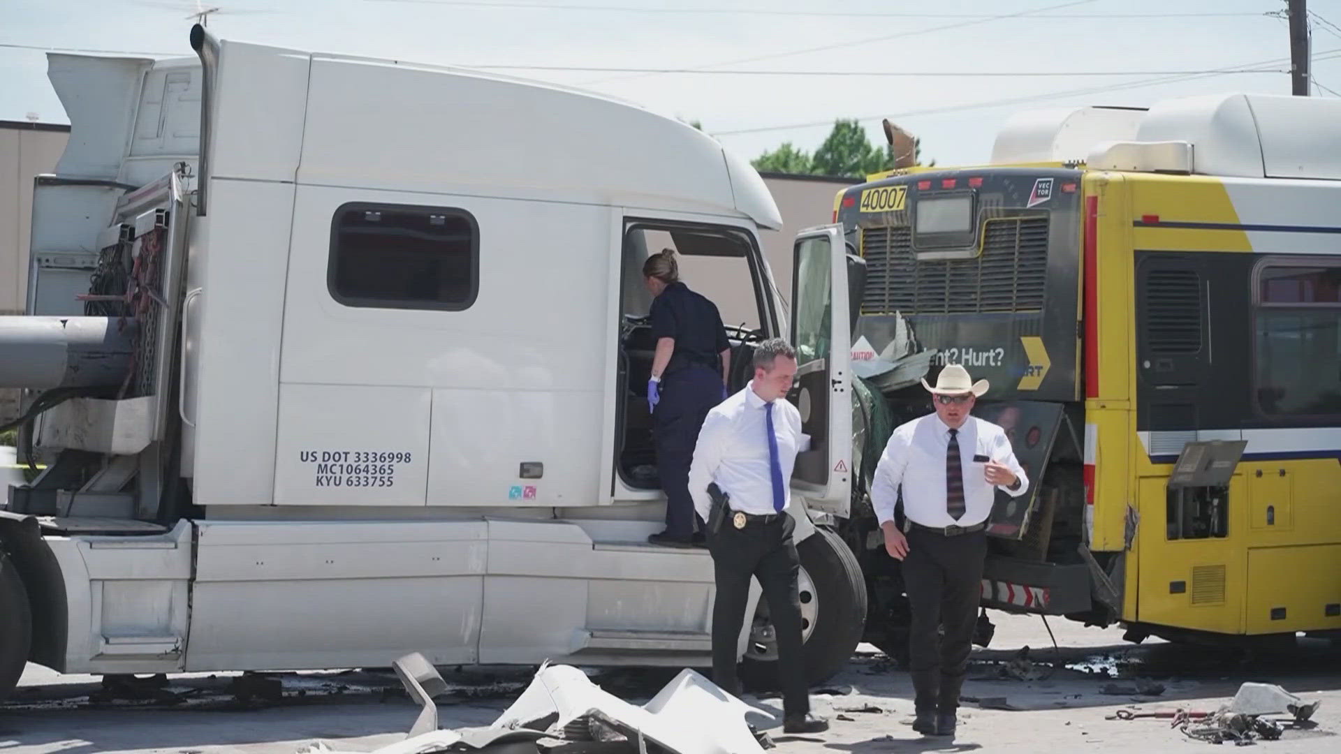 The driver of the 18-wheeler reportedly lost consciousness when he drove through an intersection and into four other vehicles. He was later pronounced dead.