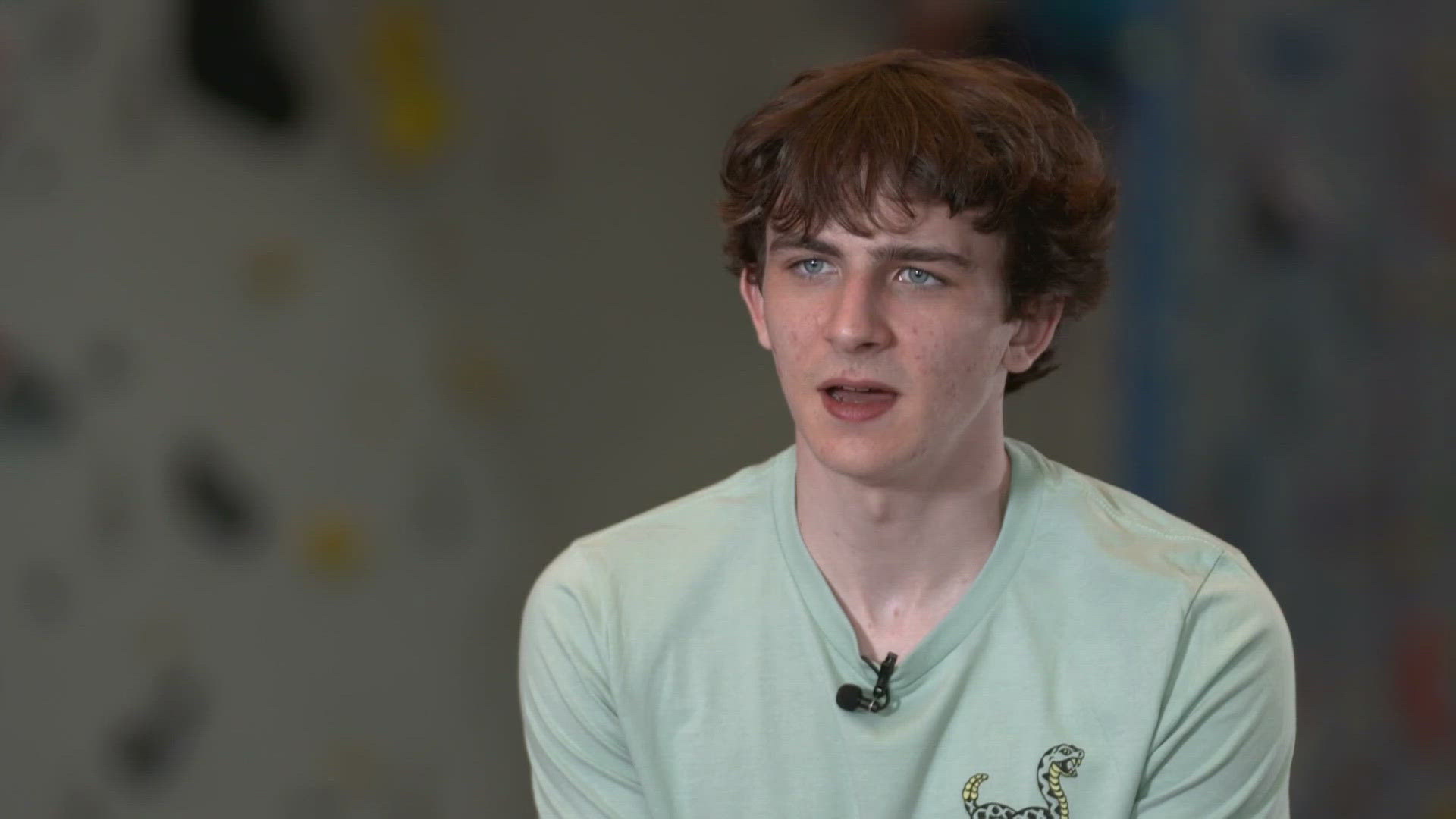 Southlake, Texas native and bronze medalist Sam Watson trains at Movement Climbing in Plano, Texas.