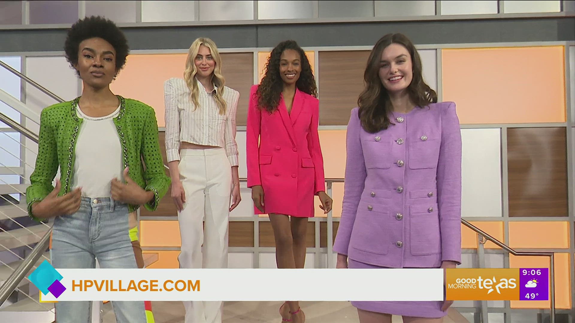 Victoria Snee of Highland Park Village brings modern takes on blazers, blouses and jackets with shoulder pads