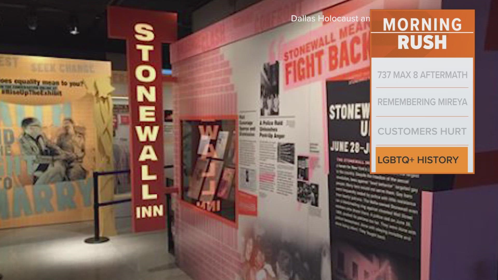 The exhibition highlights the 50th anniversary of the Stonewall riots in New York.