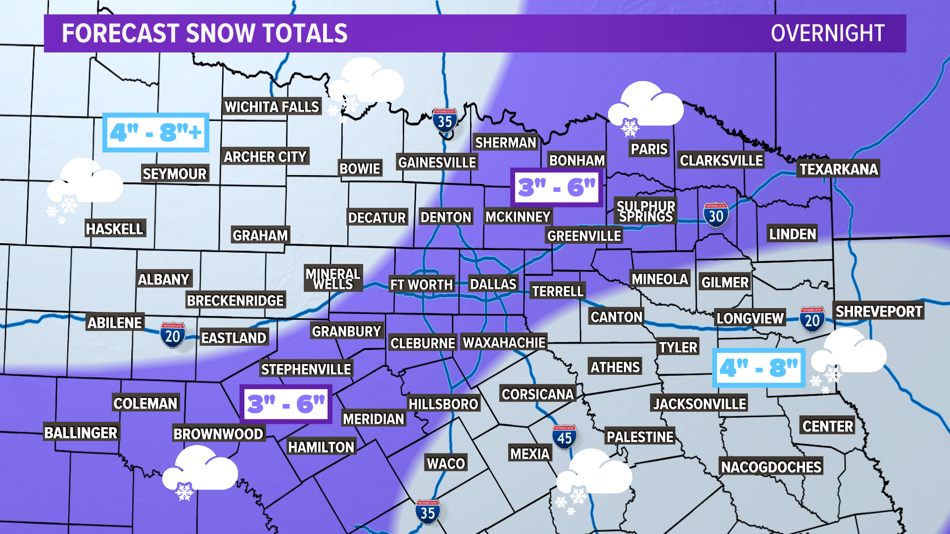 Winter Storm Warning across Texas Snow and extreme cold continues