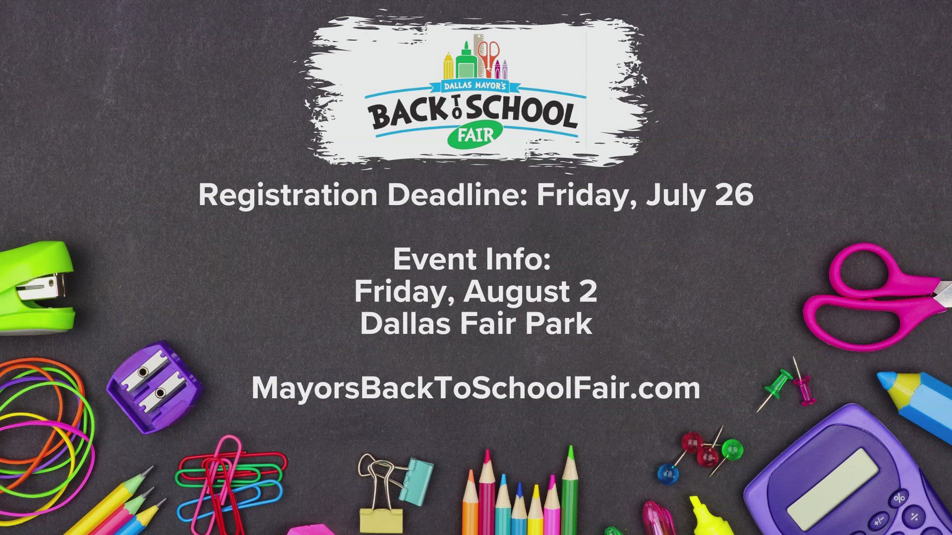 Parents have until July 26 to register for the fair to stock up on school supplies.