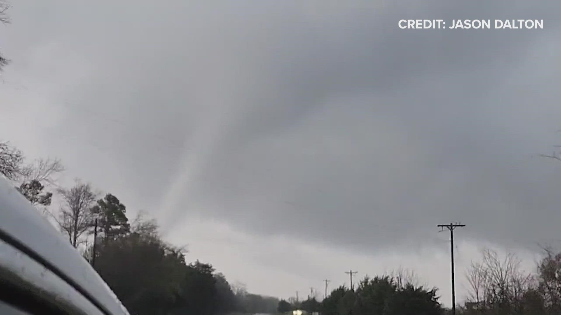A possible tornado in Texas was caught on camera near Pickton in Hopkins County.