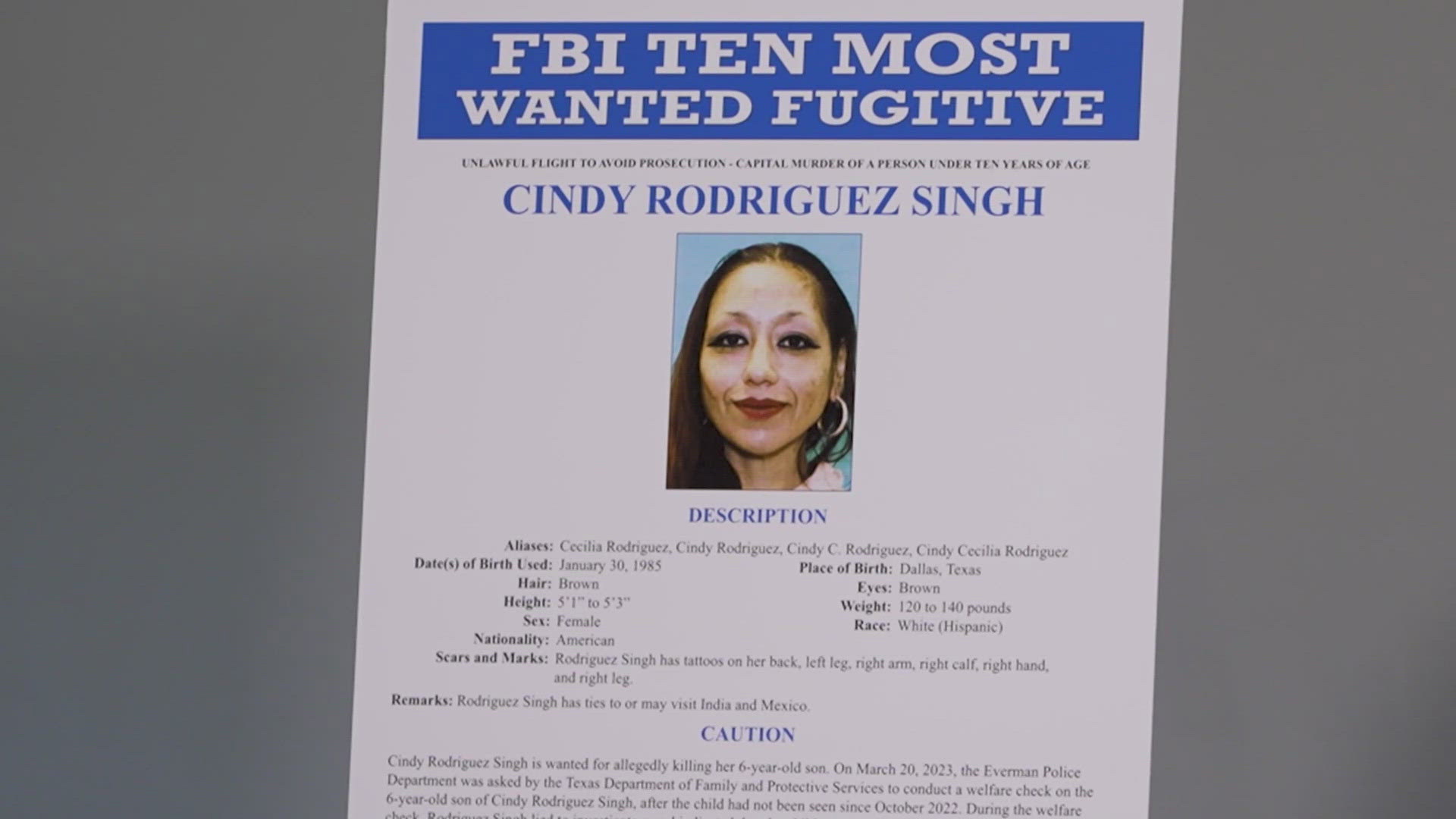 Cindy Rodriguez Singh lived in Everman and is charged with capital murder, accused of killing her son, Noel Alvarez.