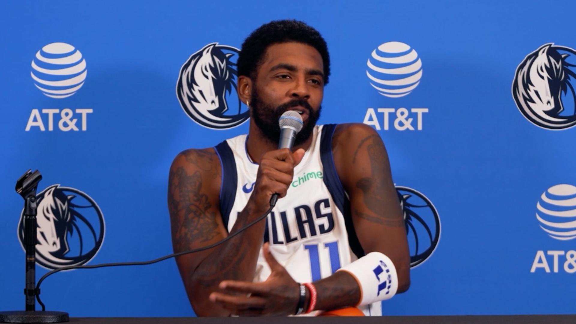 Dallas Mavericks guard Kyrie Irving spoke to reporters during a press conference at the 2024-25 Media Day.