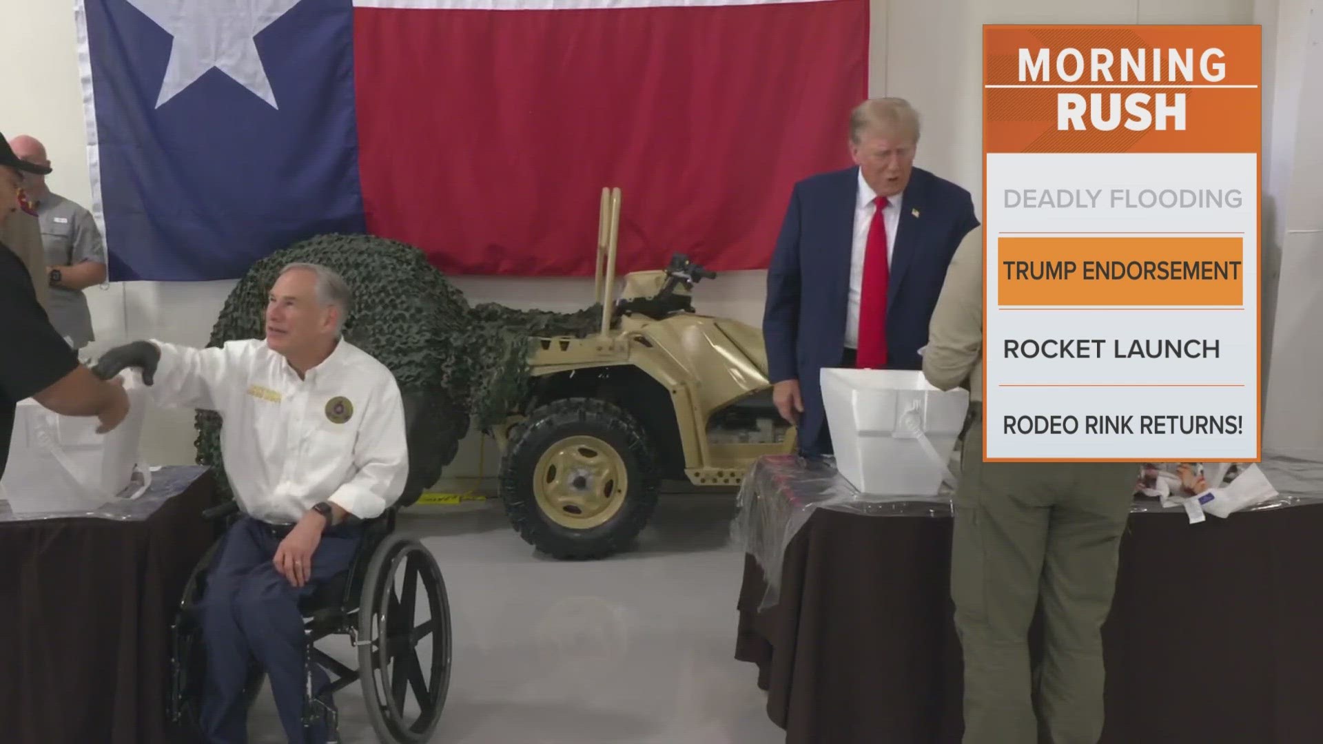 Gov. Greg Abbott said he was proud to endorse the former president, who is the Republican Party’s front-runner for the 2024 nomination.