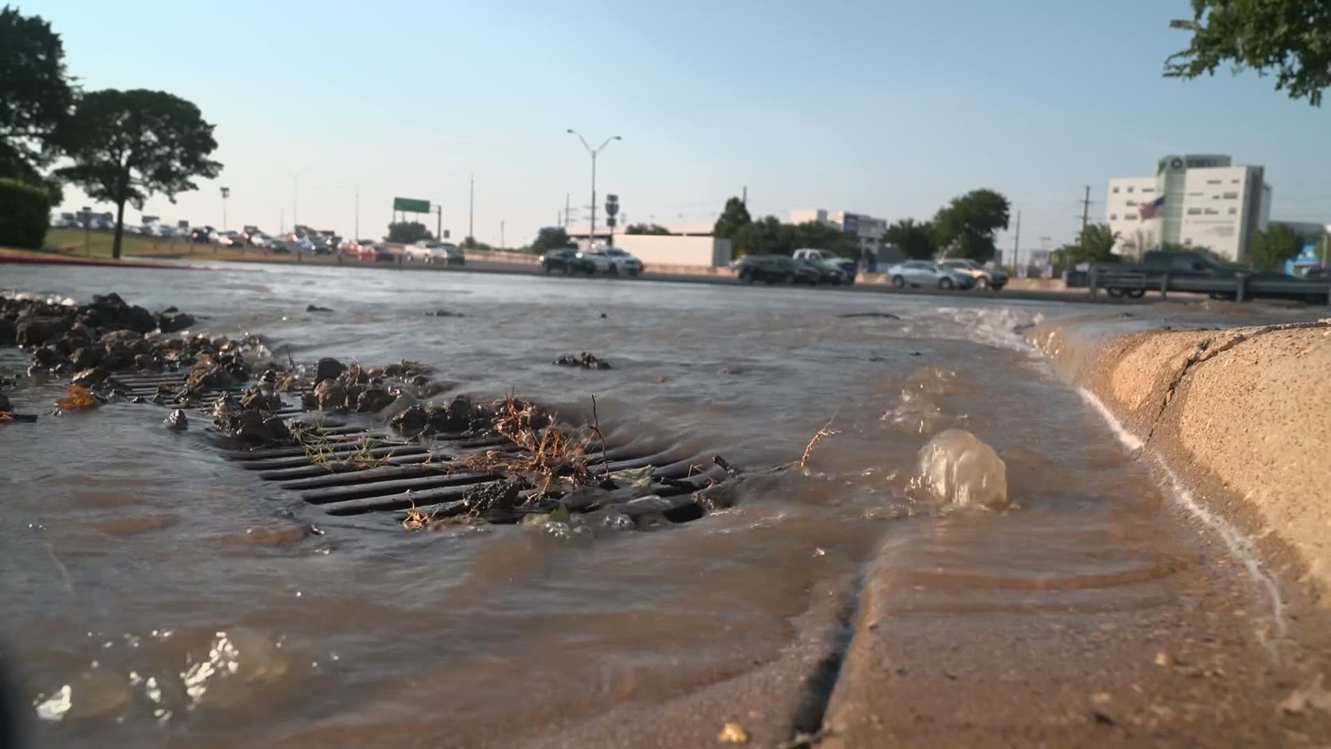 On Monday, a 12-inch cast-iron pipe laid in 1957 broke alongside I-35E near Inwood, which flooded a service road.