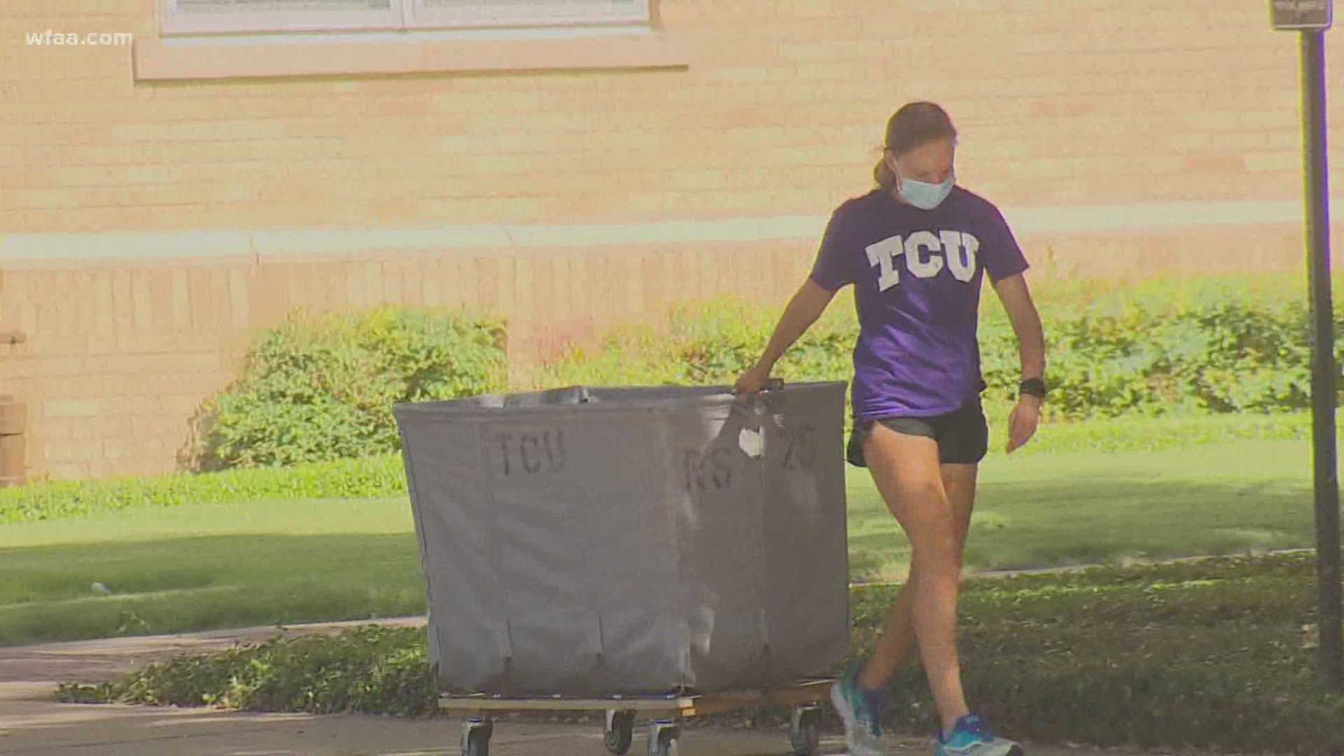 Students started moving on campus at Texas Christian University. College move-ins look a little different during the pandemic.