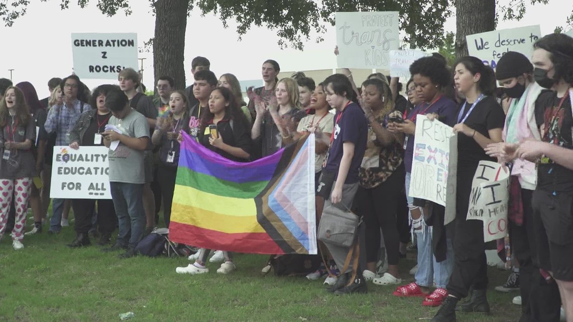 Grapevine protest: High school students walkout to oppose 'transphobic ...