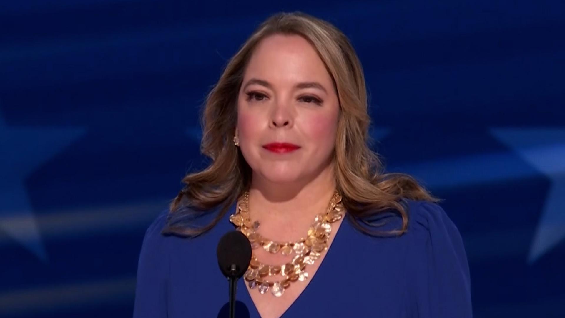 Former Trump aide Olivia Troye delivered a full speech on day three of the 2024 Democratic National Convention in Chicago, Illinois.