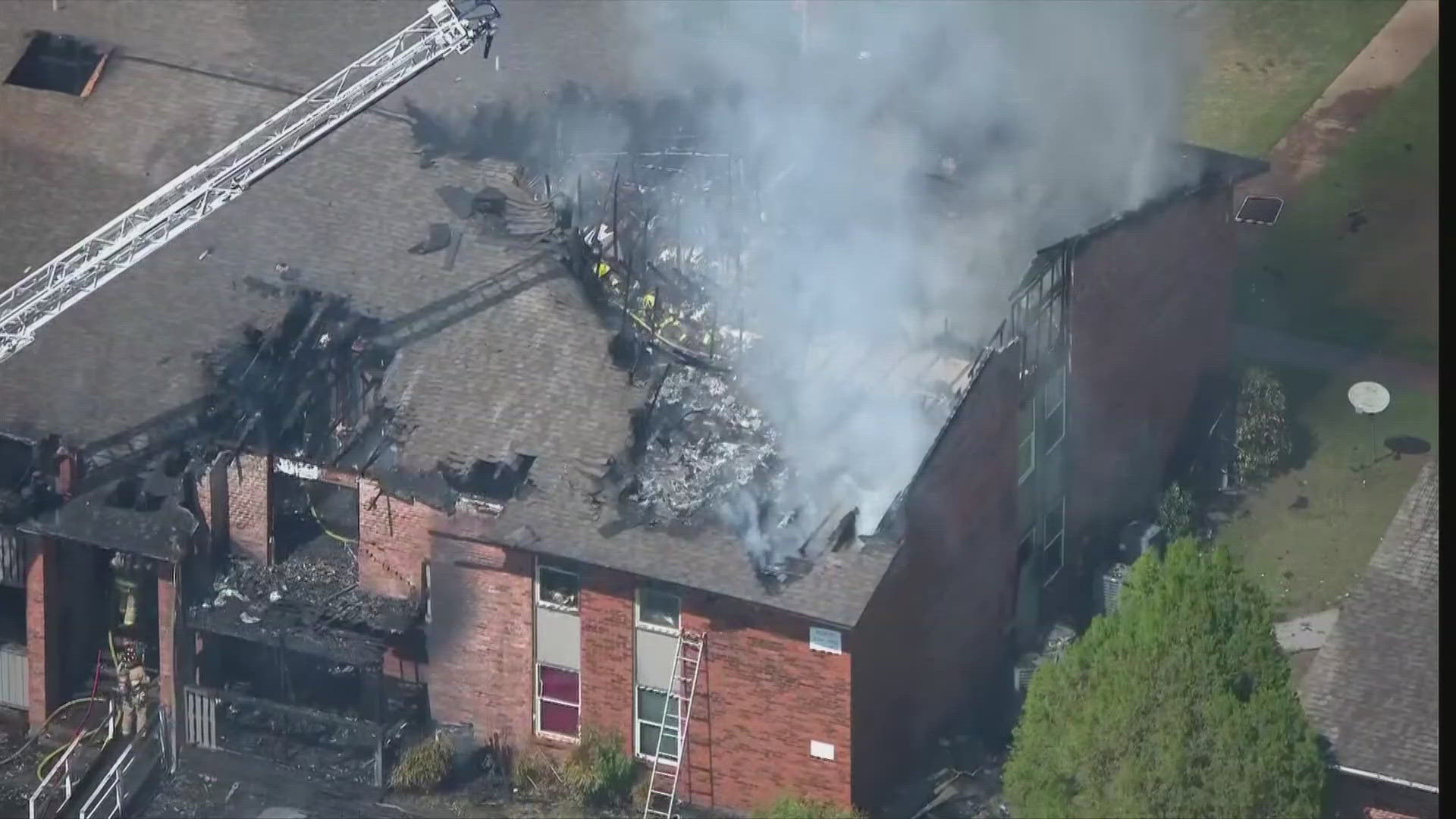 No one was hurt but firefighters had to rescue several pets from the bottom floor.