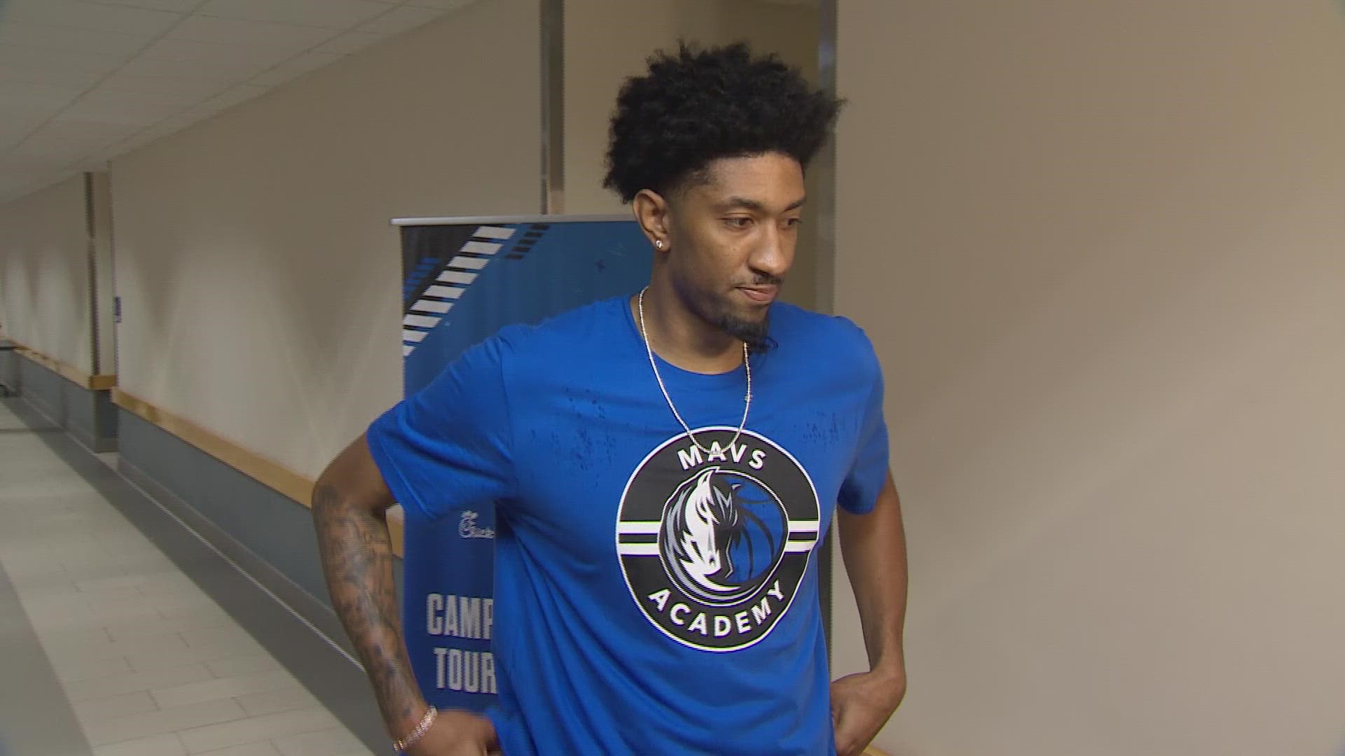 After a quick workout with the attendees at the Mavs Academy camp, Christian Wood spoke about his first impressions of the city and his main objectives with the Mavs