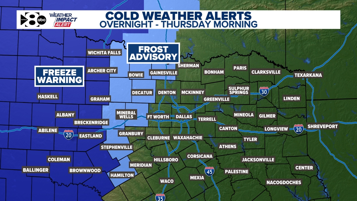 DFW Weather: Frost Advisories and Freeze Warnings have been posted for parts of North Texas