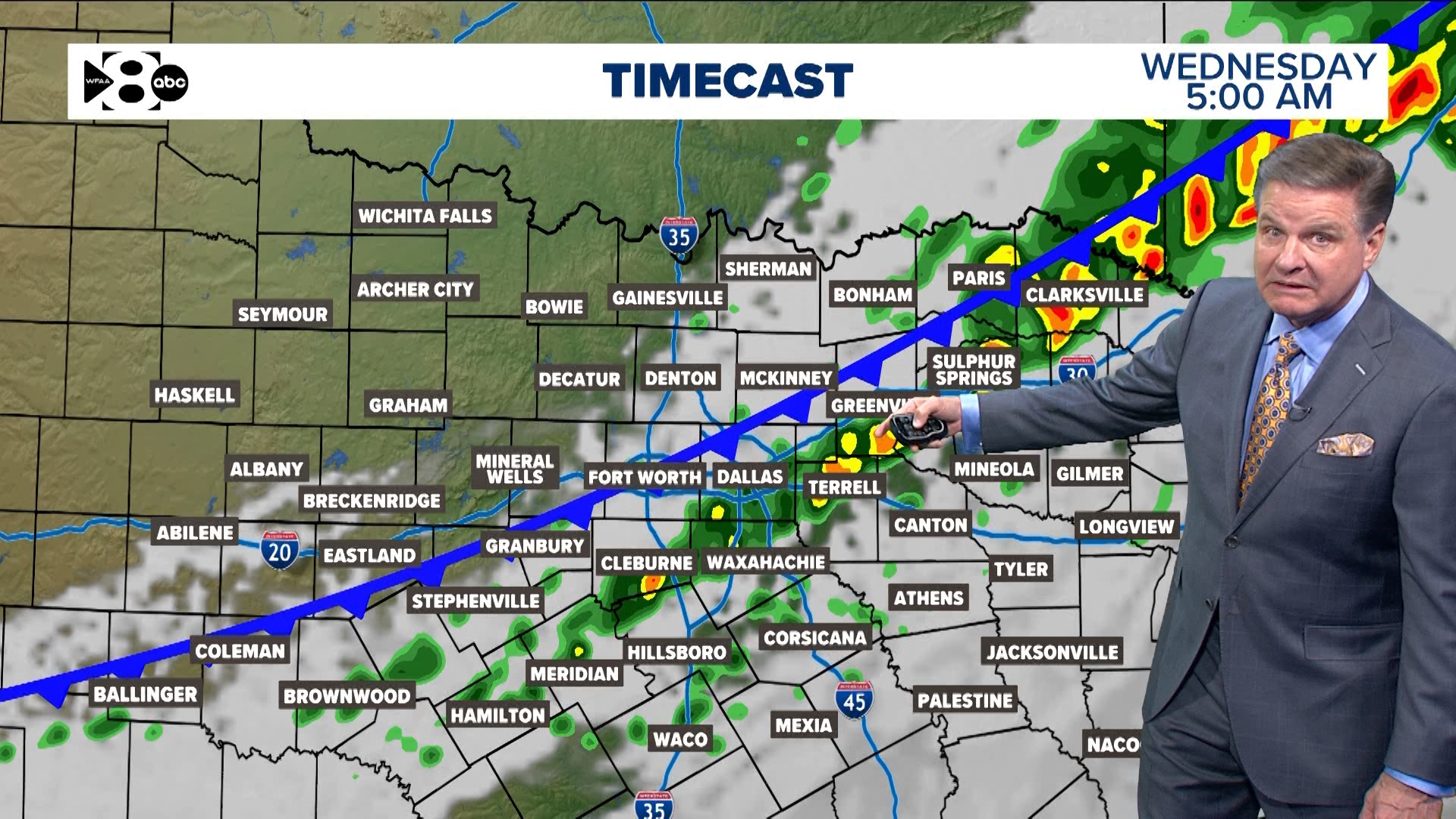 A cold front is rolling through DFW overnight into Wednesday morning and its bringing rain and colder temperatures with it.