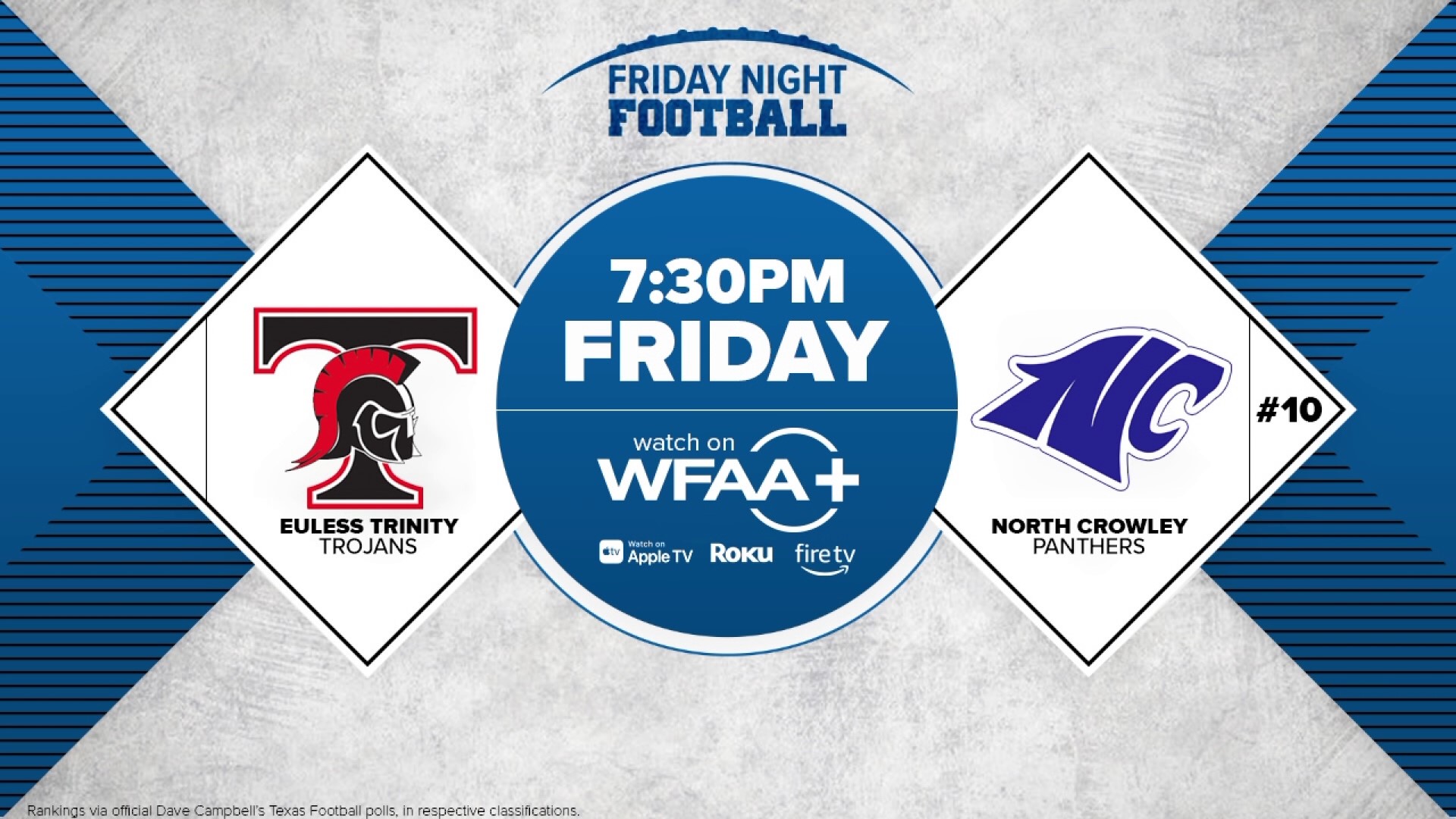 Euless Trinity, North Crowley to square off on Friday Night Football, streaming live on WFAA+ wfaa
