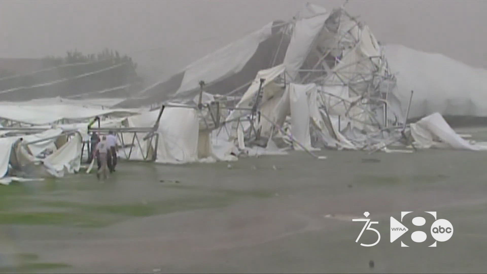 The indoor practice facility at Valley Ranch collapsed after a microburst during a rookie mini-camp.