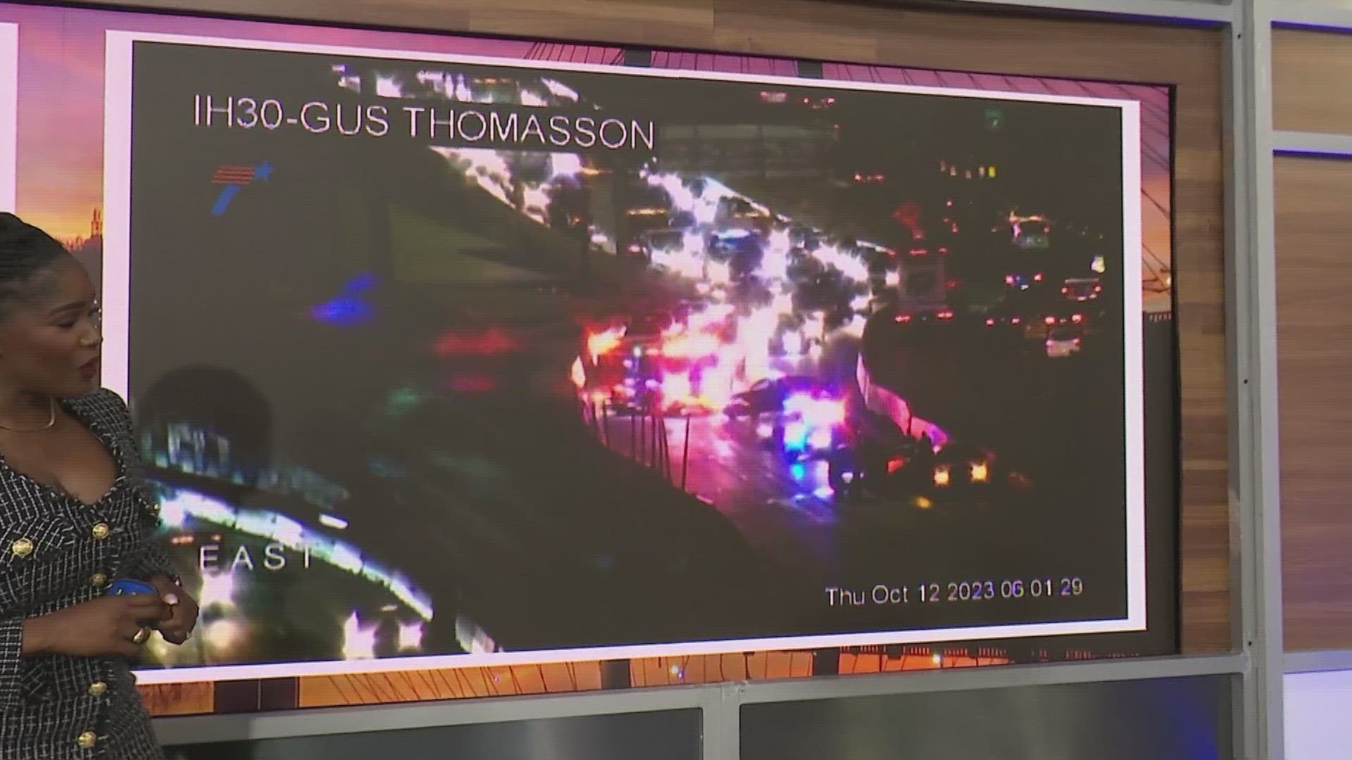 The closure is causing traffic on the highway near Gus Thomasson Road. WFAA traffic expert Tashara Parker has two alternate routes.