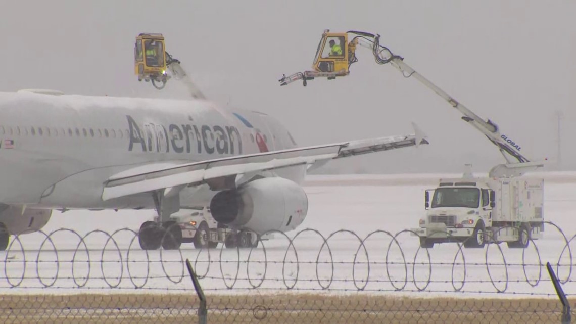 WATCH Crews deice planes, clear runways at DFW Airport during winter