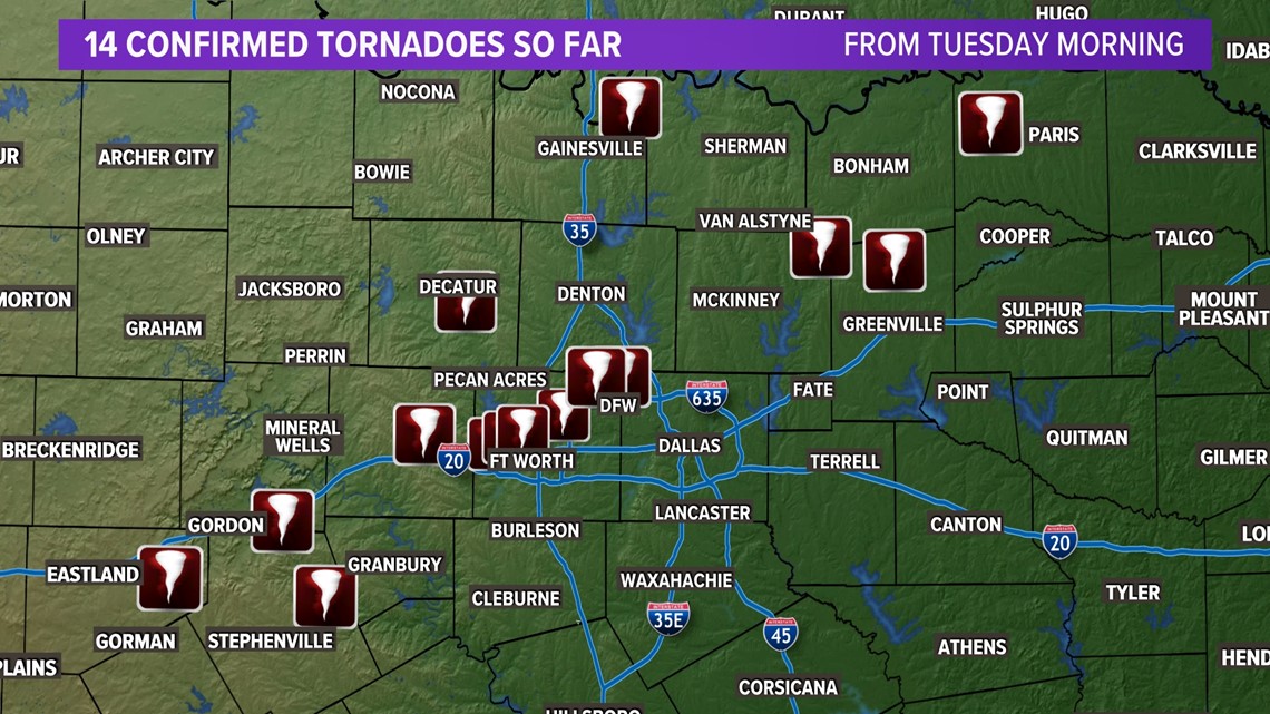 How many tornadoes touched down around North Texas? | wfaa.com