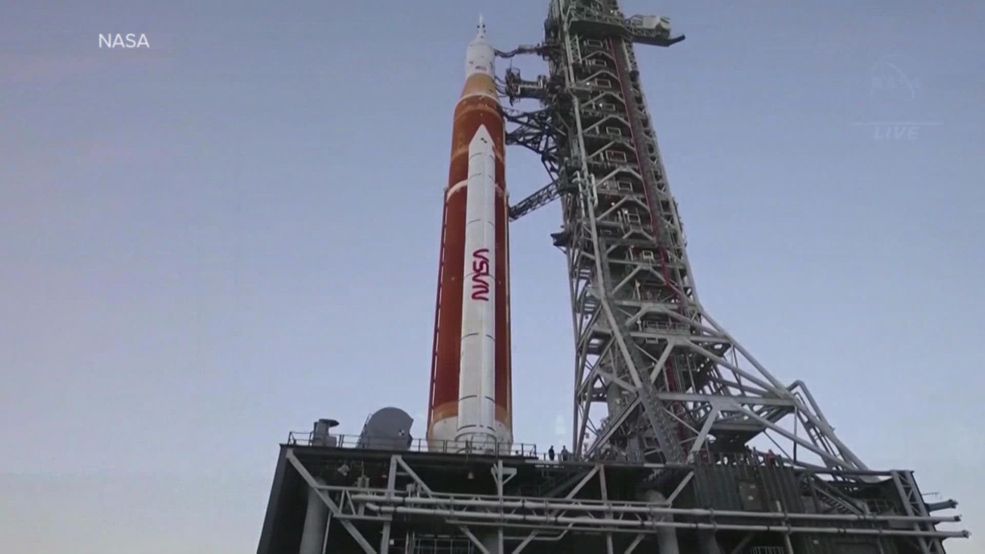 As minutes ticked away, NASA repeatedly stopped and started the fueling of the Space Launch System rocket because of a leak of highly explosive hydrogen.