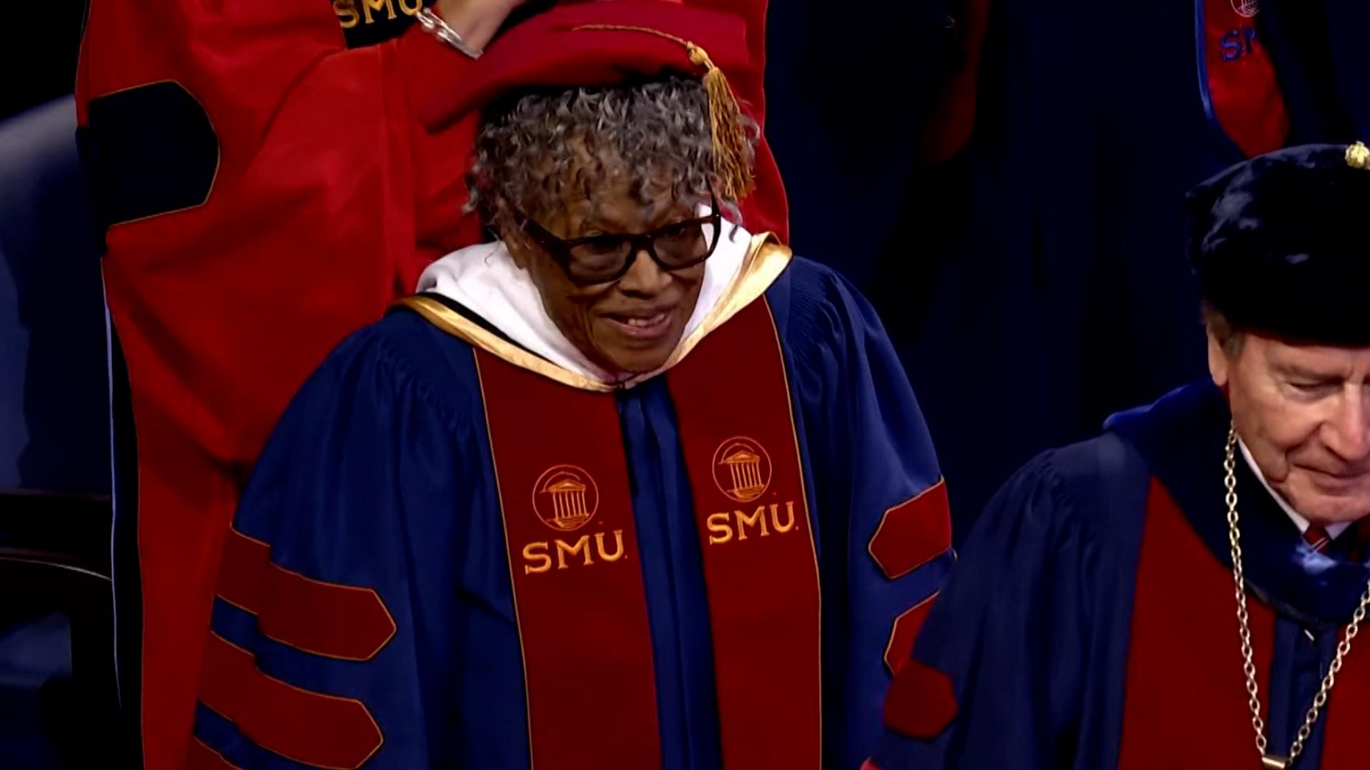 Civil rights icon Opal Lee received an honorary Doctor of Humane Letters degree from SMU at the university’s May 11 commencement ceremony.