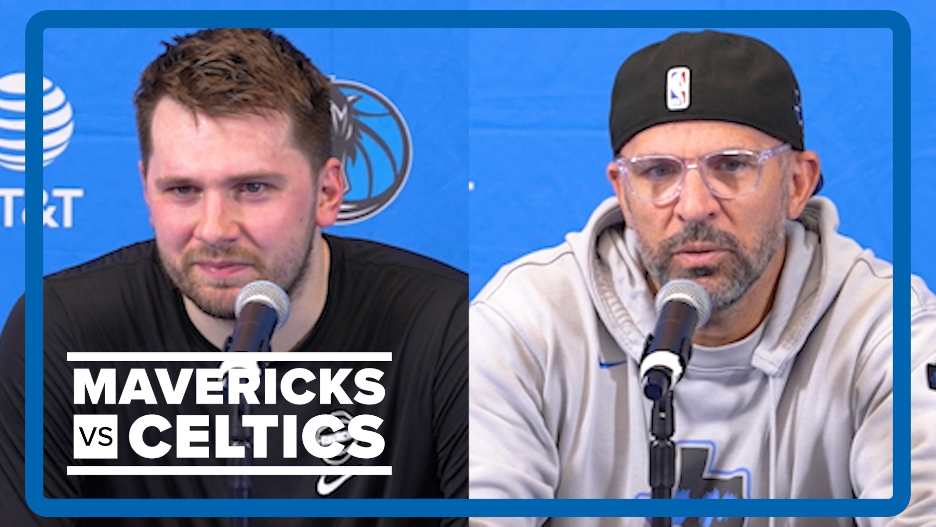 Mavs Luka Doncic and Jason Kidd speak to the media on June 4, 2024.