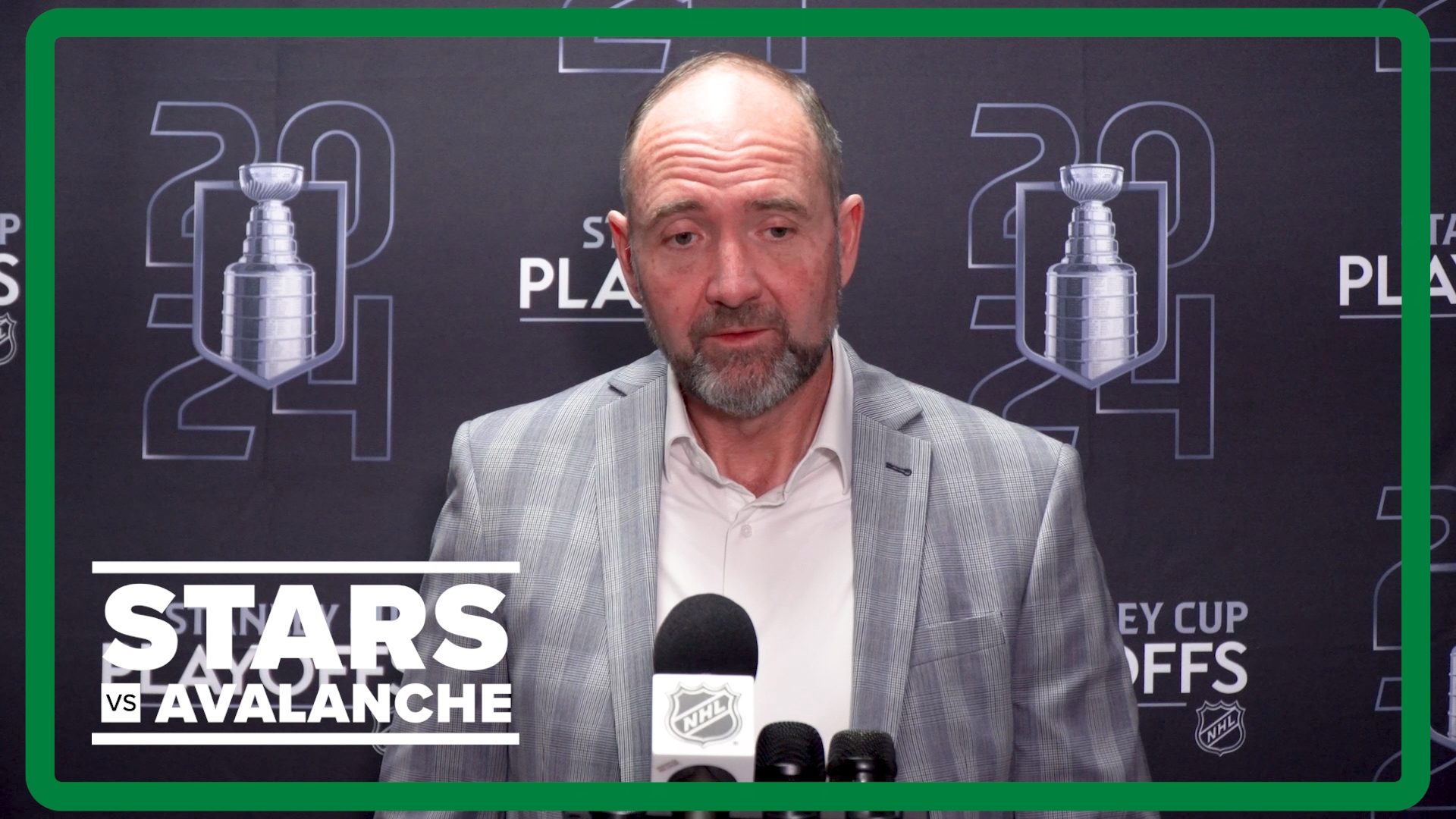 Dallas Stars head coach Pete DeBoer talked to the media on May 14, 2024, before the team's Game 5 matchup against the Colorado Avalanche.