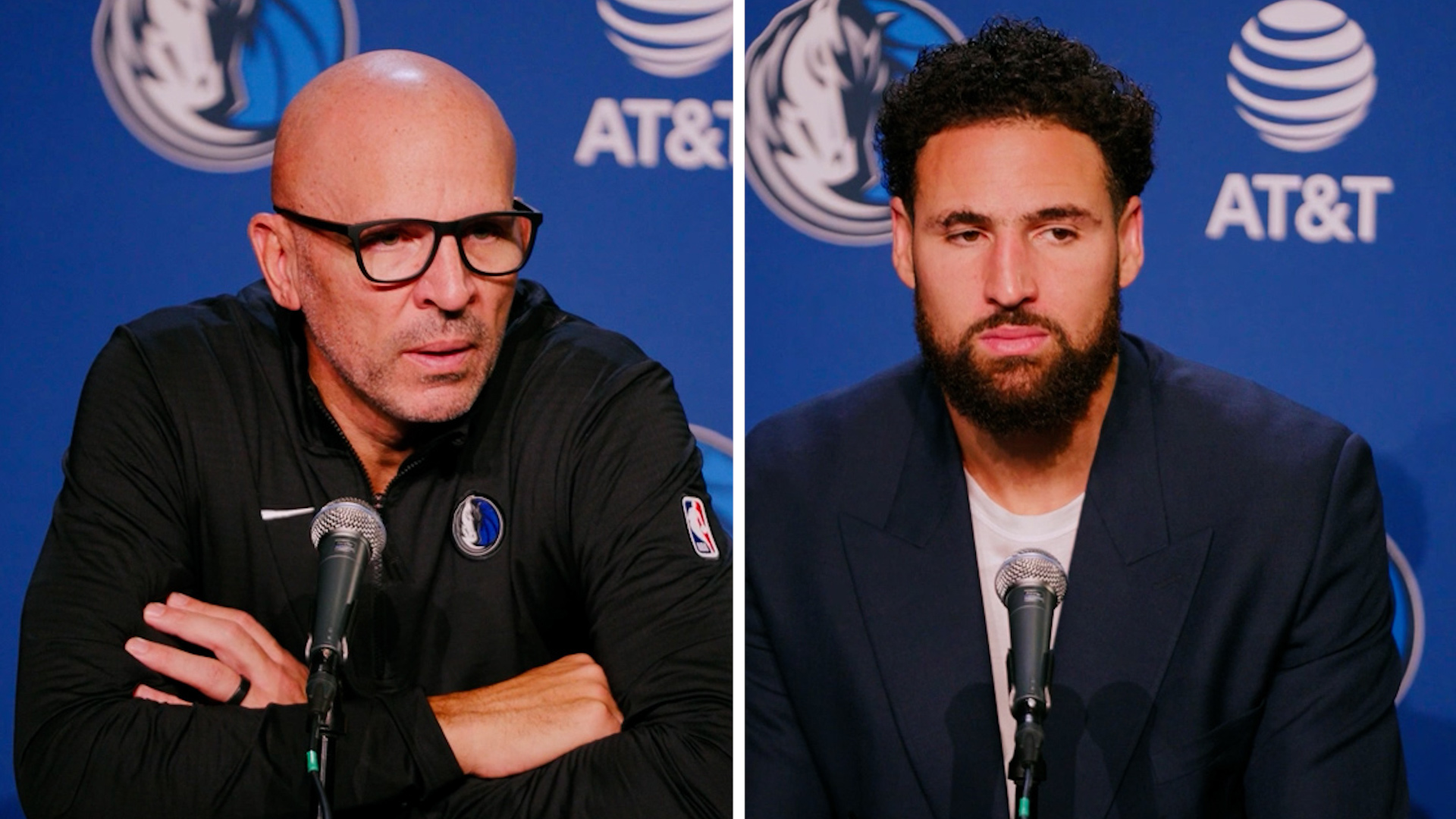 Jason Kidd and Klay Thompson speak to the media after the Mavericks' loss to the Warriors in Klay's return to Golden State.