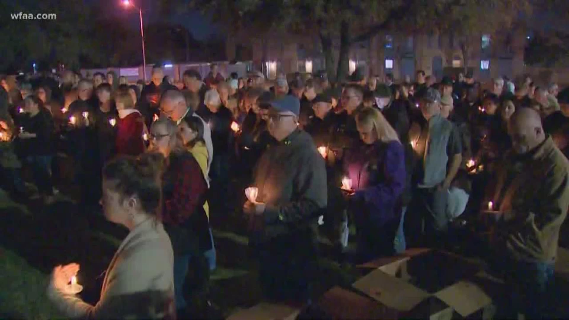 Two congregants were killed during a Sunday morning service. Monday night, the community gathered at a vigil to show love and support for the church.