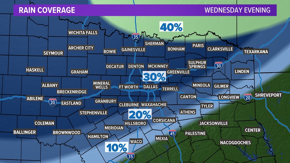 DFW Weather: Possible rain Tuesday night, more chances this week | wfaa.com
