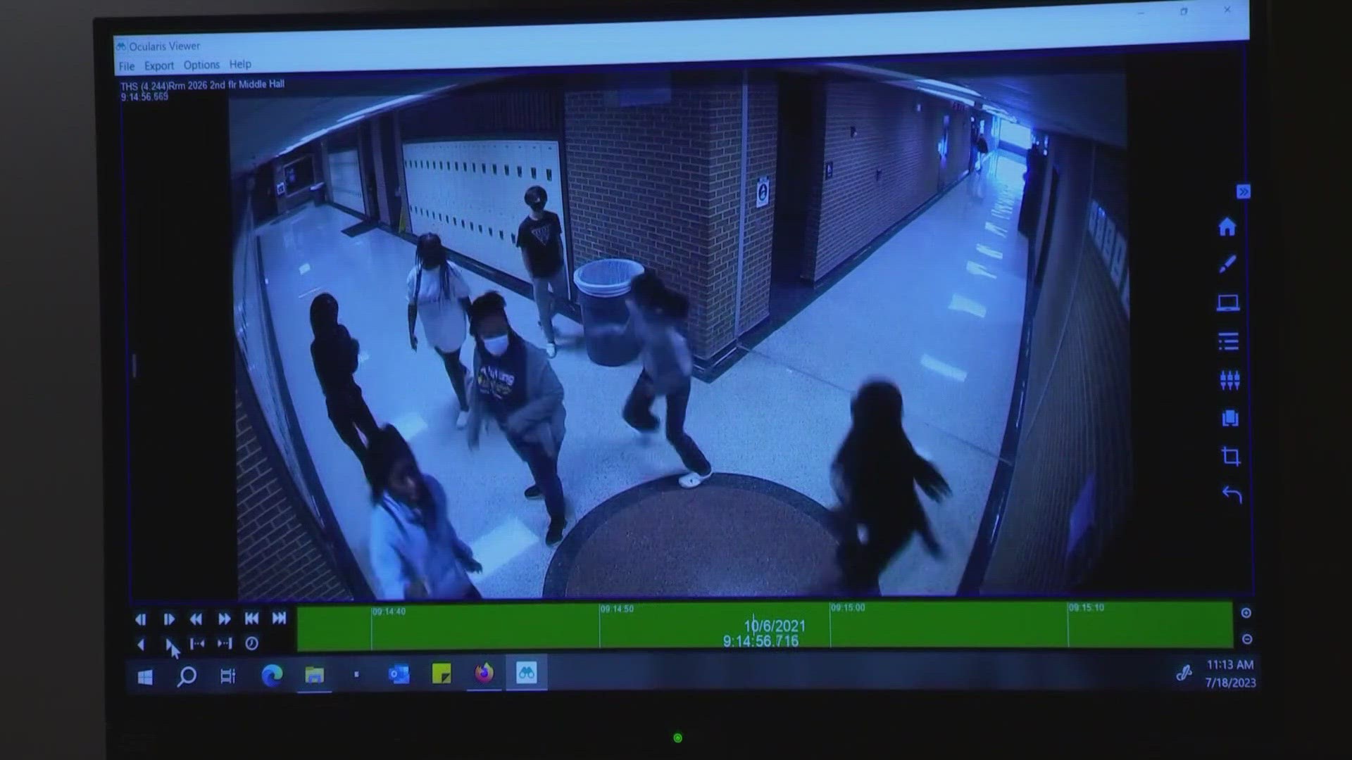 Prosecutors played video of a school shooting in court Tuesday in the attempted murder trial of Timothy Simpkins.