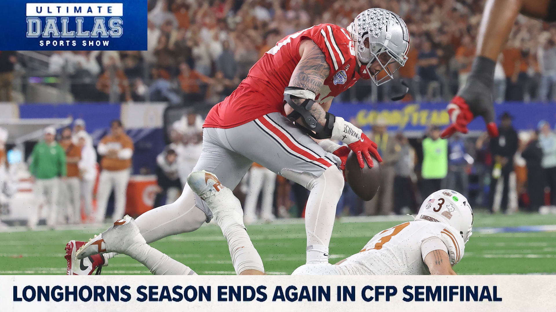 Once again, the Longhorns fall short of advancing to the CFP Championship. The Ultimate Dallas Sports Show examines what went wrong for Texas against Ohio State.