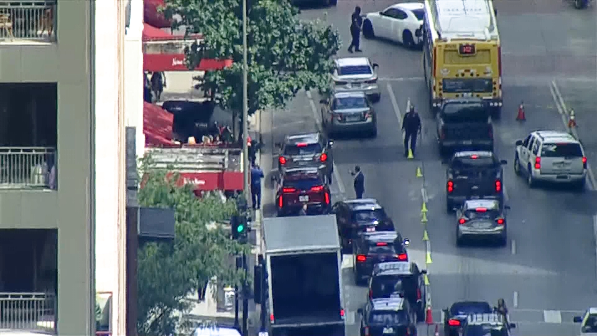 Three people were shot in downtown Dallas Thursday afternoon, sources confirmed to WFAA. This is chopper video from the scene.